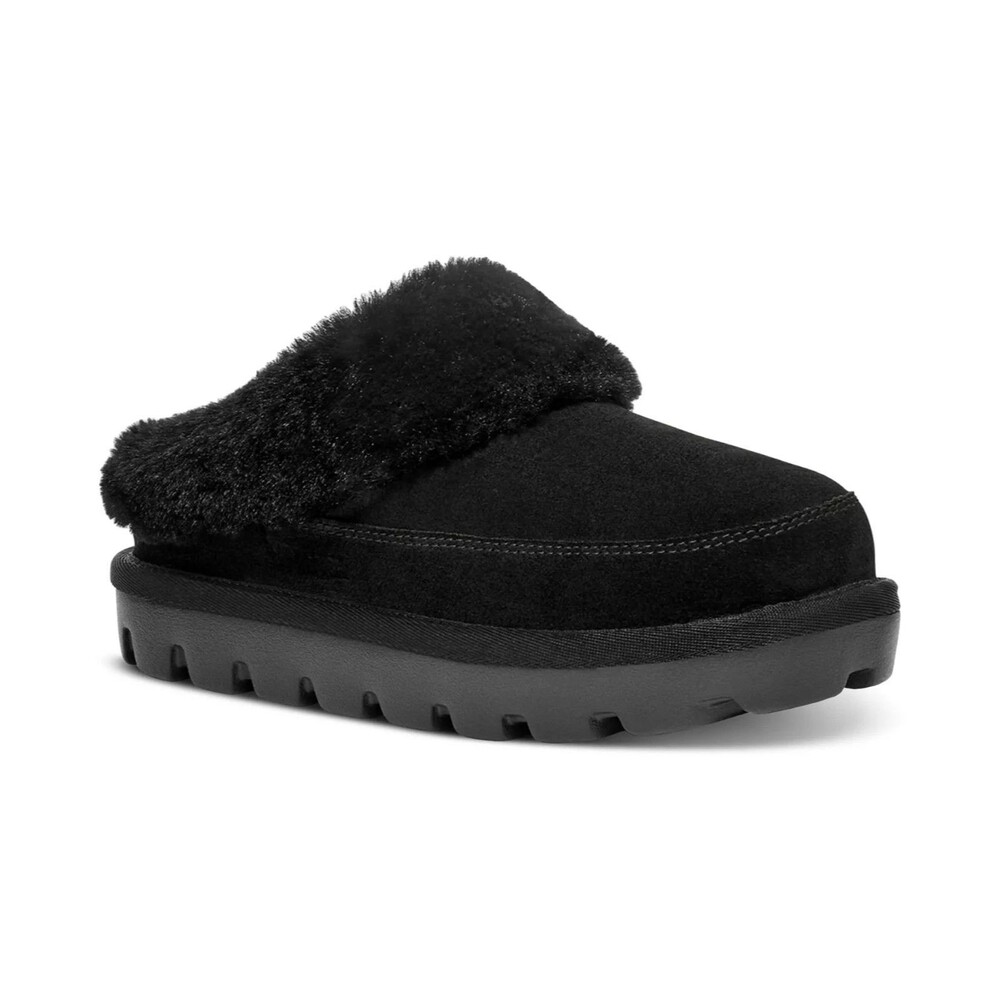 NEW Koolaburra by UGG Women's Size 7 Faux Fur Trim Tizzey Slipper Black Suede